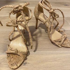 Schutz Nadira Cork Ankle-wrap Heels